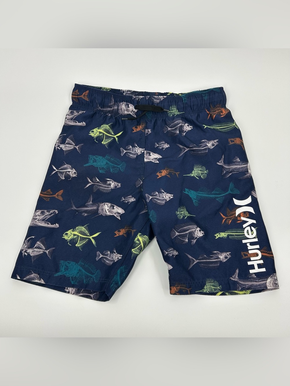 Hurley Navy Fish Print Swim Shorts Size 5/6